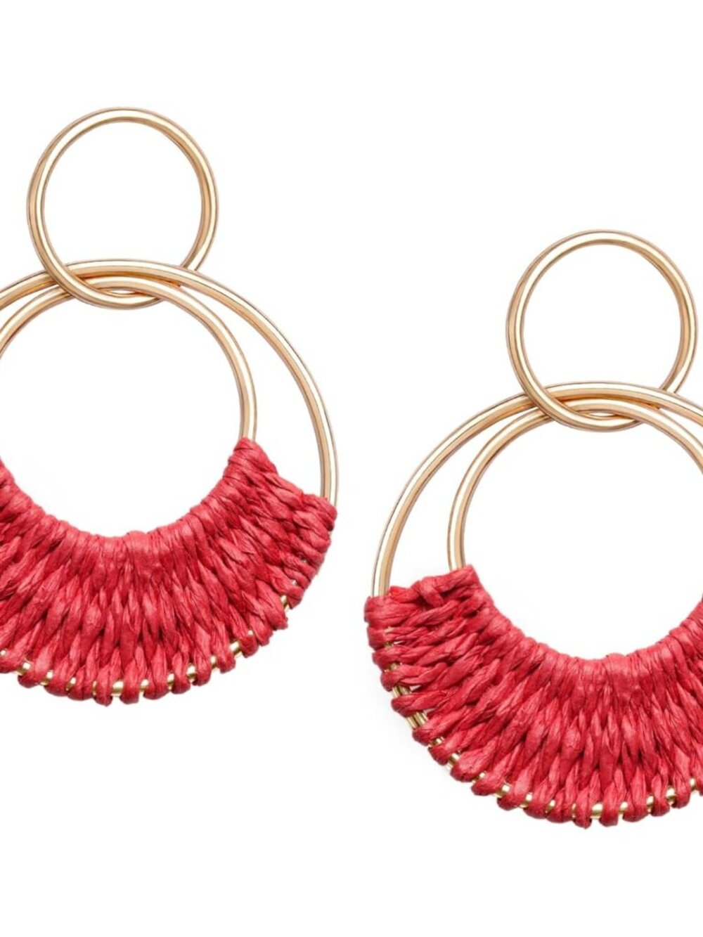 Raffia Hoop Earrings for Women Fun Boho Summer Beach Earrings Lightweight Handma
